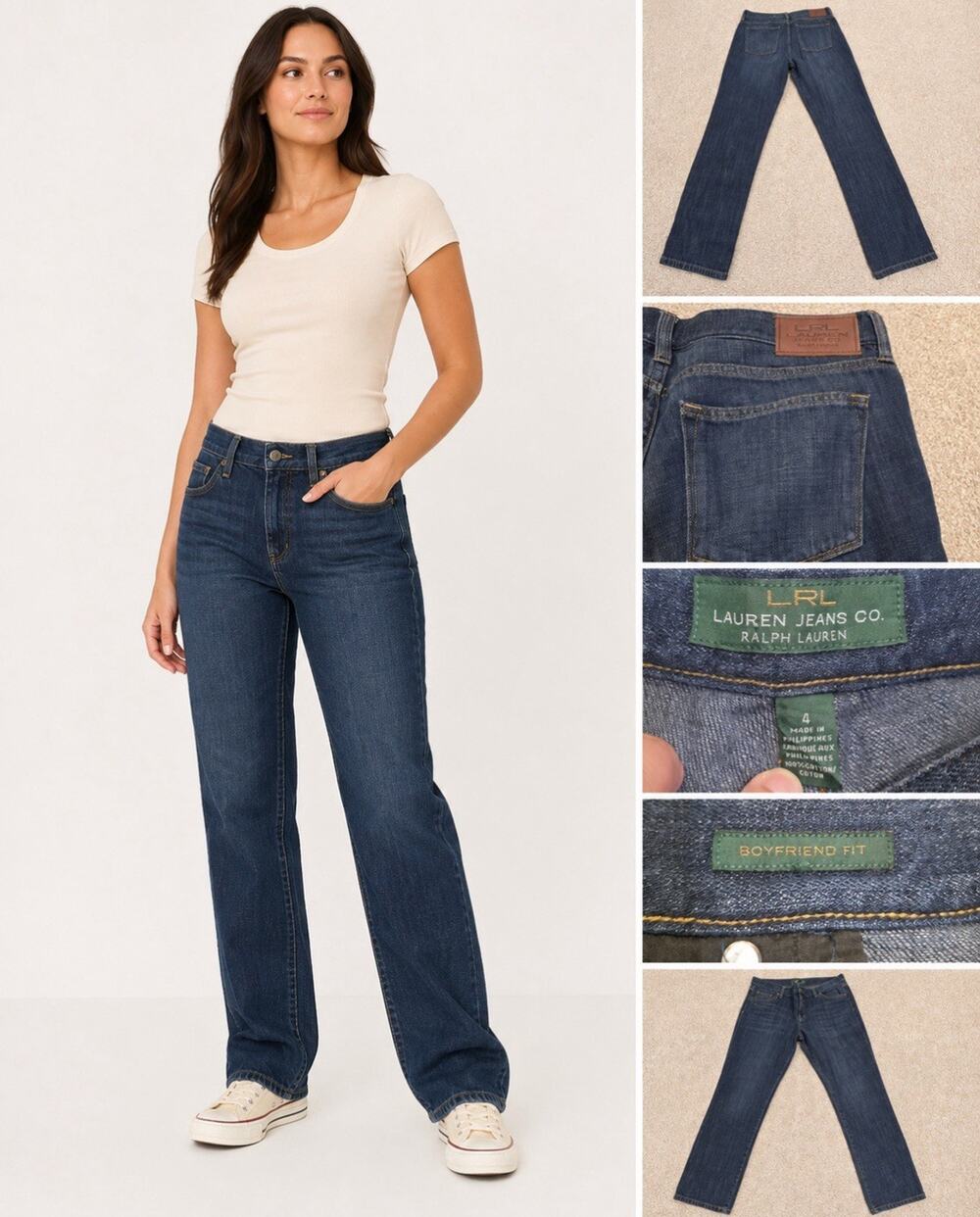 Preppy Ralph Lauren Women's Boyfriend Fit Jeans Size 4 Dark Wash Indigo Denim